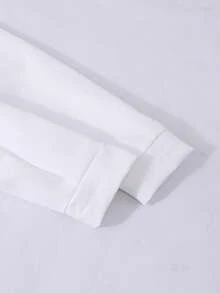 SHEIN 少女甜美学院风蝴蝶结领金属纽扣拼色2合1休闲连衣裙 - 杏色 - 查看 4