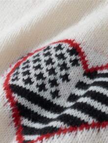 Manfinity CasualKnits Men's Casual Letter & Heart Pattern Crew Neck Long Sleeve Sweater, Autumn/Winter - White - View 5