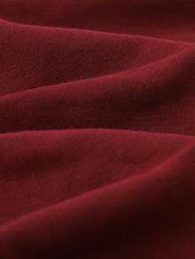 THE HAPPY LOOK 年轻男孩字母刺绣紫红色针织落肩运动衫，复古休闲风格 - 中紫紅色 - 查看 4