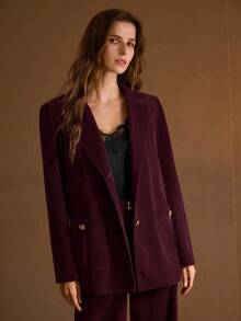 MOTF PREMIUM ABRIGO DE SOLAPA DESMONTABLE DE PELUCHE DE UNA HILERA - Burdeos - Ver 7