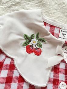 Vintaside Kids 女童秋季刺绣翻领长袖高端西式格子连衣裙，适合生日派对、学校活动、日常外出、露营等。 - 紅色 - 查看 8