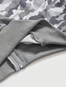 Paul Frank X ROMWE Áo sweatshirt in họa tiết rằn ri đính đá lấp lánh, kiểu dáng rách rưới, hợp tác với các ngôi sao Kpop thời Y2K. - Xám - Xem 5