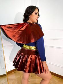 Fantasy Costume Fantasy Costume 大码女式撞色圆领长袖内衣三件套 - 彩色 - 查看 2