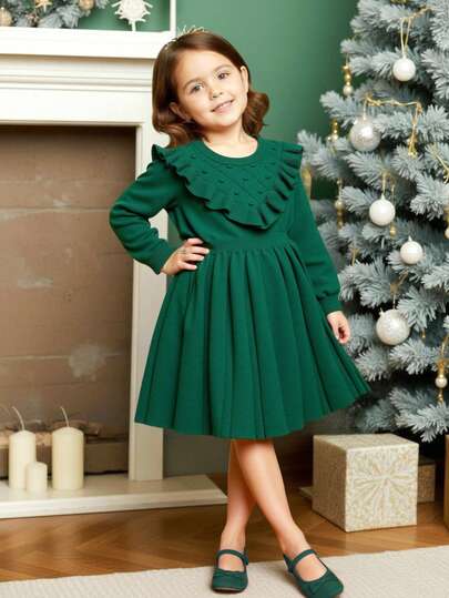 女童荷叶边领纯色长袖毛衣连衣裙 女童深绿色连衣裙 绿色女童连衣裙 长袖女童连衣裙 绿色连衣裙 秋冬女童连衣裙 绿色连衣裙 女童连衣裙 秋冬女童连衣裙 秋冬女童连衣裙 秋冬女童连衣裙 毛衣 秋冬服装 秋冬女童连衣裙 秋季连衣裙 长袖连衣裙