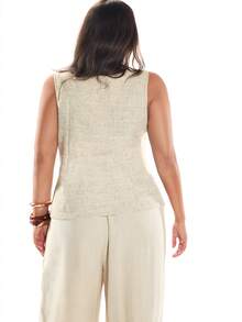SHEIN Unity Plus Size Fall/Winter Casual Holiday Date Jacket,Plus Size Fall/Winter Casual Vacation V-Neck Metal Snap Front Casual Texture Fabric Women's Coat, Holiday Fall/Winter Vacation, School Uniform, Very Simple, Women's Country, Office Wear, Old Money Wear, Teacher Wear, Date Wear, Graduation Season, Plus Size Women's Jacket - Apricot - View 3