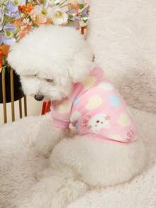 PETSIN 1件宠物猫狗通用基础化妆小猫爱时尚图案印花毛绒保暖弹力舒适狗圆领毛衣 - 彩色 - 查看 2