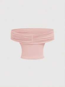 SHEIN MOD 女士时尚百褶纯色吊带背心，百搭造型 - 淺粉色 - 查看 7