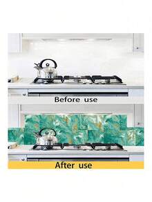 10 pezzi Adesivi decorativi per pavimenti in PVC, adesivi per pareti 2D piatti con motivo vintage verde finto marmo, adatti per cucina, soggiorno, bagno, camera da letto e altre decorazioni per la casa - Multicolore - Visualizzare 9