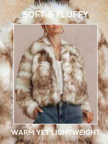 Lumalex VITNOS Luxury Fashionable & Elegant Women's Loose Fit Long Sleeve Faux Fur Leopard Print Coat,Elegant And Sexy Outerwear With High-End Vibe, Autumn/Winter Fashionable For Party Occasions Holiday VacationCoat, New Year's Outfit, Party, Night Out, Dates, Cute Costume For Women, Wedding Guest, Graduation Prom Coat, Business Casual Dress For Women, Teacher's Outfit, Luxury Evening Coat For Women, Elegant Coat For Parties, Birthday Outfit