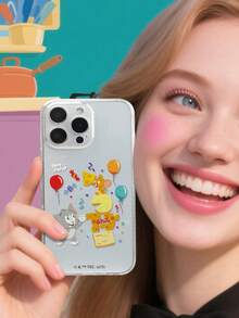 TOM & JERRY X SHEIN 1 Ốp lưng điện thoại in hình chú chuột Jerry và mèo Tom, trong suốt, chống sốc, thời trang, tương thích với iPhone - Trong sáng - Xem 5