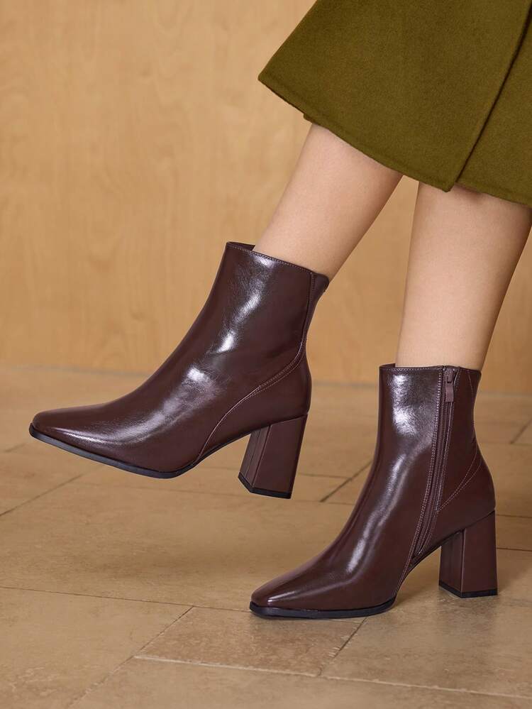 FASHION ZIP SIDE SQUARE TOE ANKLE BOOTS FOR CHRISTMAS SPRING SHOES