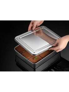 Stainless Steel Square Flat Tray With Lid, For Tiramisu, Baking And Serving Dishes - Multicolor - View 3