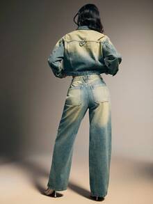 Denimoi Jeans rectos holgados de denim premium - Azul lavado medio - Ver 2