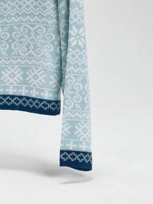 NEON BLANC Brand - Autumn/Winter New Men Sweater - Crew Neck Jacquard - Loose & Comfortable Casual, Christmas Ugly Sweater - Blue - View 4