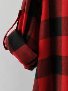 EMERY ROSE Camisa larga de franela roja elegante y cálida para mujer de talla grande, casual para Navidad - Rojo - Ver 6