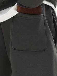 SUMWON Regular Men Overhead Hoodie And Jogger Two Piece Co-Ord Set With Drawstring Hood Centre Pocket - Grey - View 7