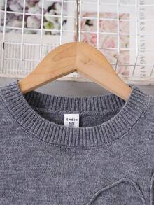 Tween Girls Embroidered Crew Neck Sweater & Pleated Skirt Set, Grey, Soft & Comfortable For Daily, Outdoor, Travel, Vacation, Home, DTween Girlre, And Kids Play Wear Girls Knitted Dress Girls Sweater Dress Fall Dress For Girl Grey Dress For Girls Girls Autumn Winter Dress Girls Gray Skirt Tween Pleated Skirt Set Skirt And Shirt Out Fits For Tweens Gray Teen Girl Skirt Sets Teen Girl Dresses Long Sleeve - Grey - View 5