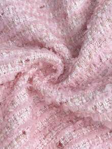 Easowa 秋冬粉色浪漫粗花呢女外套，金属纽扣前开襟，圆领长袖，适合茶会、约会、派对 - 粉色 - 查看 7