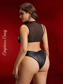Empress Envy Body fermecător cu design asimetric din PU Y2K, lenjerie intimă mărime mare