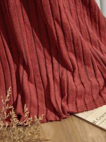 EMERY ROSE 女式圆领灯笼袖罗纹修身冬季连衣裙 - 紅色 - 查看 4