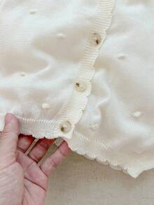 Blossori Chaleco de punto con botones delanteros elegante francés para niñas bebé en otoño/invierno - Blanco - Ver 5