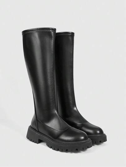 MISSGUIDED Botas altas de plataforma con suela gruesa y cierre con cremallera para otoño e invierno