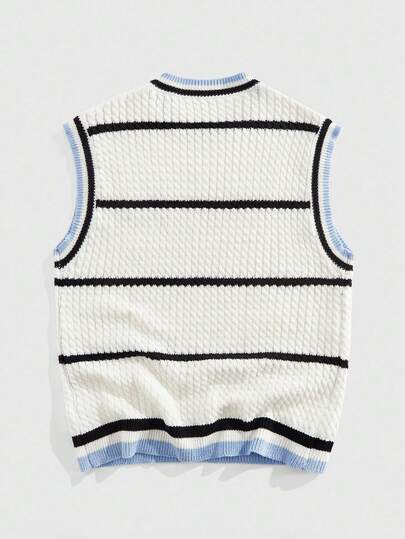 Street Life Gilet tricoté décontracté pour hommes avec motif numérique et rayé, automne/hiver