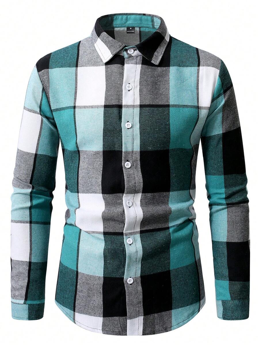Manfinity Homme Áo sơ mi nam kẻ sọc hoặc áo sơ mi nam kẻ sọc Áo sơ mi nam kẻ sọc dài tay thường ngày - Nhiều màu - Xem 1