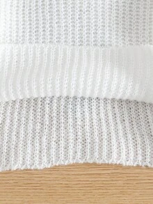 SHEIN LMoss Kids LMoss Baby Girl Color-Block Big Bow Crew Neck Form-Fitting Casual Sweater - White - View 7