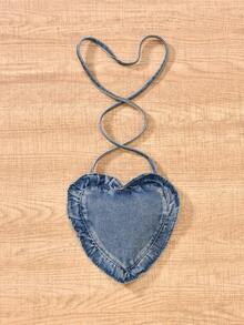 SHEIN 青少年女孩 3 件套：衬衫裙、牛仔背心和牛仔背包，休闲春夏装、假日、夏季、旅行 - 黑色 - 查看 6