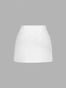 SHEIN MOD Váy đi làm màu trơn trang trí ngọc trai giả thanh lịch dành cho nữ, mùa đông, giáng sinh, năm mới, lễ tạ ơn, váy trắng, phong cách - trắng - Xem 3