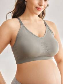 BloomMama 3pcs/Set Seamless Plus Size Wireless Comfortable Removable Padded Nursing Bra - Multicolor - View 4