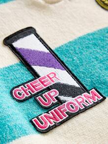 ROMWE MEN Prep 男士翻领学院风刺绣针织毛衣，时尚街头风，冬季款 - 綠色 - 查看 5