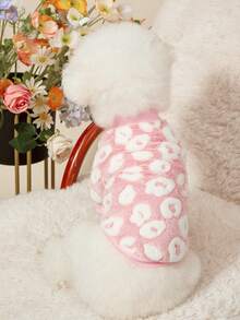 PETSIN 豹纹休闲保暖舒适卫衣，秋冬季 - 粉色 - 查看 2