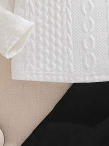 SHEIN 2025秋冬法式复古白色长袖二合一上衣搭配基础款黑色裤子，适合上学、外出等各种场合，适合幼儿男孩的绅士风 - 彩色 - 查看 6