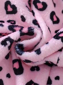 Girls Casual Leopard Print Heart All-Over Print Long Sleeve Jumpsuit Pajamas Hoodies Fleece Pajamas Leopard Print Winter Fleece Pajamas, Hooded Bodysuit Pajamas Kids Pajamas Girls Sleepwear Girls Pajamas Winter Pajamas For Girls Pajama Kids Girls - Baby Pink - View 6