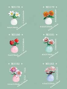 1pc/846pcs Artificial Everlasting Flowers Succulent Plants Handmade Flower Bouquets DIY Lily/Chrysanthemum/Rose/Hibiscus/Peony/Sunflower/Tulip/Gardenia 3D Puzzle Assembly Building Blocks Model Home Decor Desktop Ornaments, Mother's Day/Birthday Gift - Multicolor - View 4