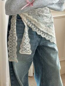 DAZY Tween Girls Lace Skirt - Apricot - View 5