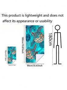 SHEIN 1pc Sea Turtle In Ocean Print Beach Towel, Oversized Large Towel, Super Soft And Quick Drying, Multi-Use Summer Bath Towel For Yoga, Swimming, Fitness, Camping, Sandbeach, Ideal HolidayTravel Essentials Travel Accessories - Multicolor - View 3