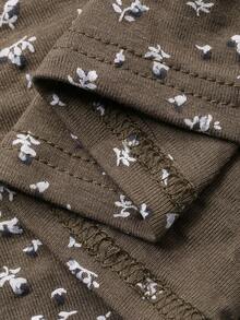 DAZY V-Neck Ditsy Floral Fitted Nightgown, Women Sleepwear Dress - Coffee Brown - View 7