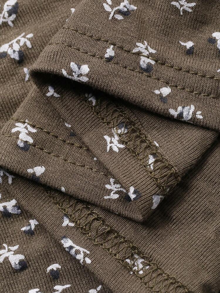 V-Neck Ditsy Floral Fitted Nightgown, Women Sleepwear Dress