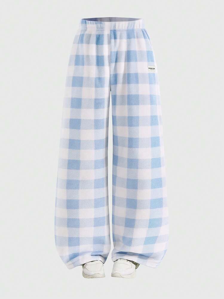 Relaxed Checked Sweatpants With Elastic Waist