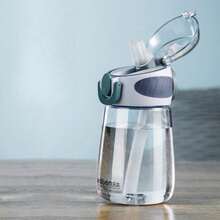 1 Piece 400ml/13.5 Ounces, Leak Proof, Drop Proof, Splash Proof, PC+Anti Slip Silicone Material, INS Style Portable Straw Cup, Straight Anti Slip Patterned Cup Body, One Click Bounce Anti Splash Cup Lid, All Season Outdoor Adventure Travel Water Tool