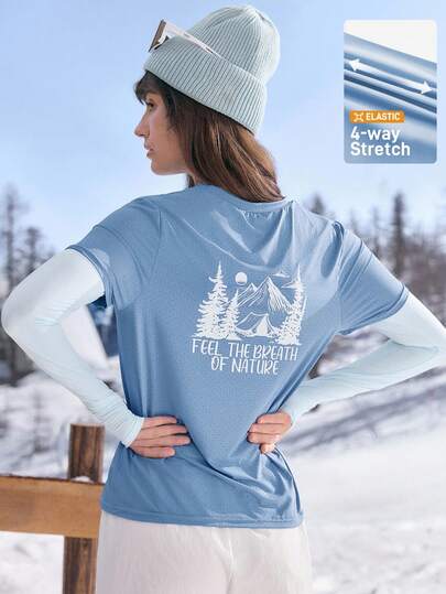 In My Nature 女式标语与花卉印花圆领短袖户外T恤