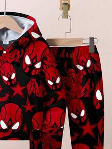 SHEIN 2pcs/Set Young Boys Loose Casual Comfortable Long Sleeve Hoodie Sweatshirt Set