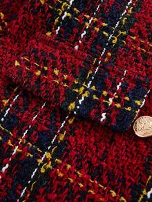 Ellevyn 优雅红色圣诞外套 女士优雅百搭经典圣诞新年红色格子大衣背心，秋冬经典百搭带衬里外套 情人节优雅保暖：红色格子背心