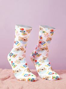 SCOOBY-DOO X SHEIN Women's Soft & Cute Dog Pattern Crew Socks - Multicolor - View 2