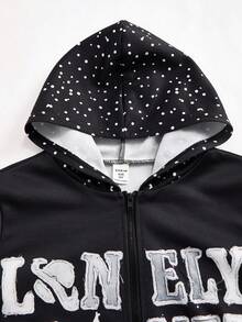 2 件装青少年男孩休闲运动学院街头涂鸦图案连帽开衫运动衫和喇叭裤套装适合儿童服装幼儿男孩服装返校男孩套装适合生日派对、晚会、表演、婚礼、洗礼、开幕式日常适合日常使用适合上学适合旅行适合运动适合春秋冬季