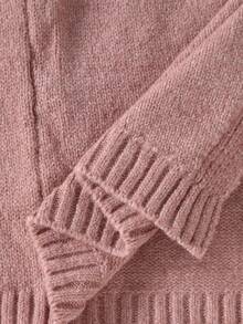 SHEIN 孕妇休闲纯色开衩针织背心，秋冬 - 藕粉色 - 查看 3