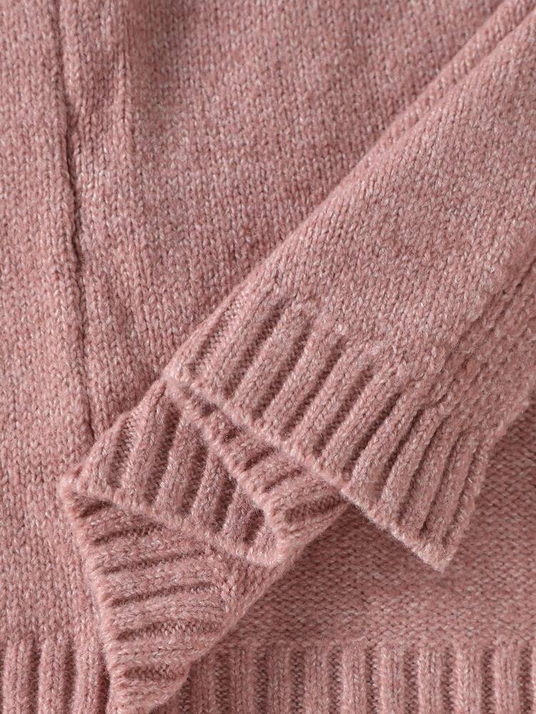 SHEIN Maternity Casual Solid Color Open Slit Knit Vest, Autumn/Winter - Dusty Pink - View 3